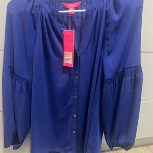 Lilly Pulitzer Blue Relaxed Buttoned Blouse
